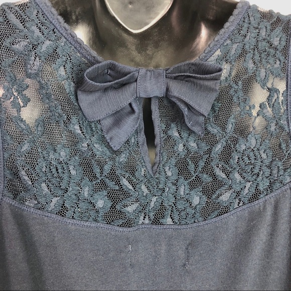 Abercrombie and Fitch Navy Lace Overlay Top Small - Picture 5 of 8